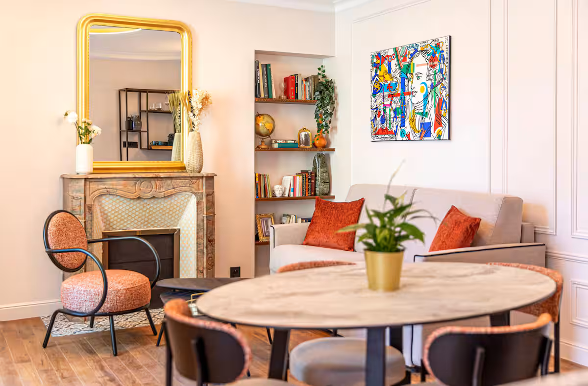 After removing a person from an apartment living room listing photo